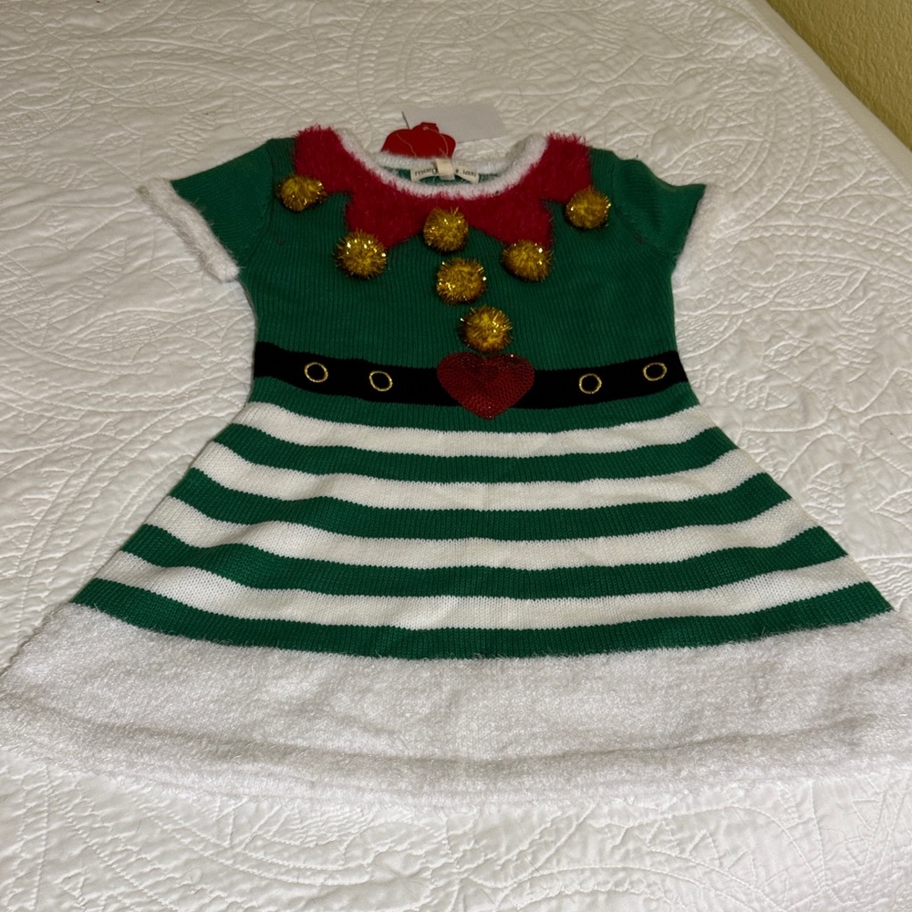 New Girls Holiday Elf Party Christmas Dress size 5 kids Costume Party Festive
